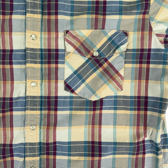 Vintage Big Mac Western Shirt Adult EXTRA LARGE Yellow Plaid Pearl Snap Y2K Work - Picture 4 of 9